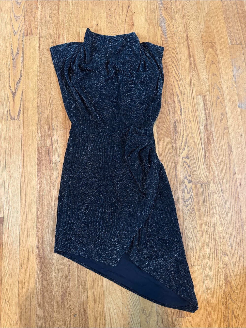 IRO Sparkle Black Mock Turtleneck Asymmetric Cocktail Dress Women’s 22W
